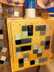 Tetris pieces on vacuum table
